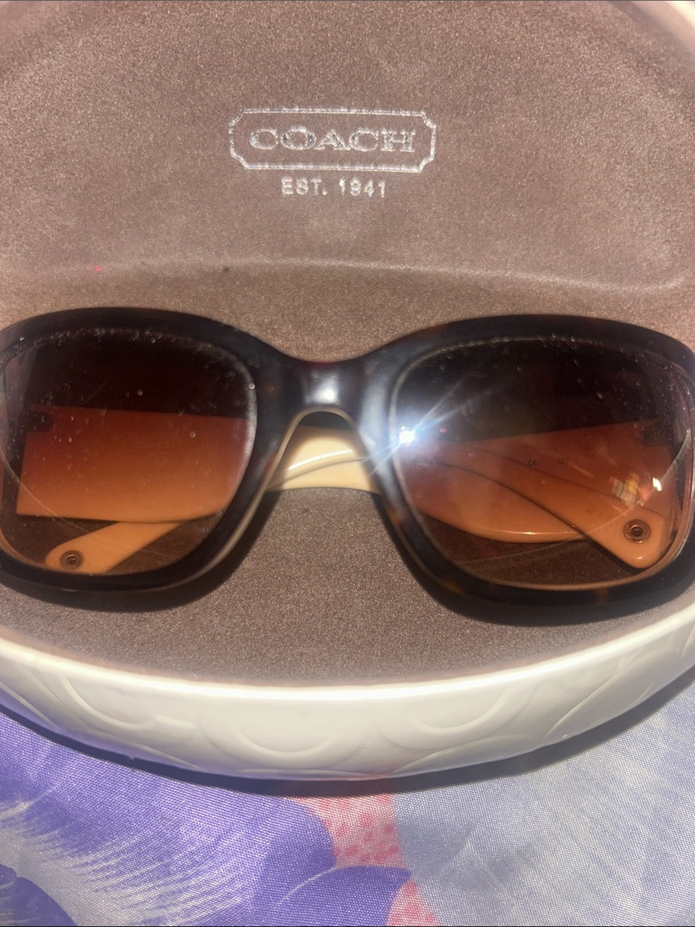 Coach Women's Tortoiseshell Frame Sunglasses with Brown Gradient Lenses